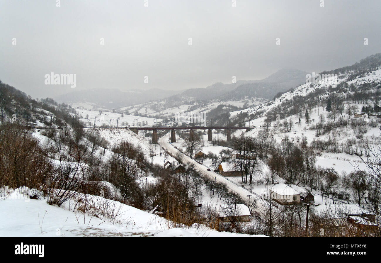 Winter Carpathian mountains Stock Photo