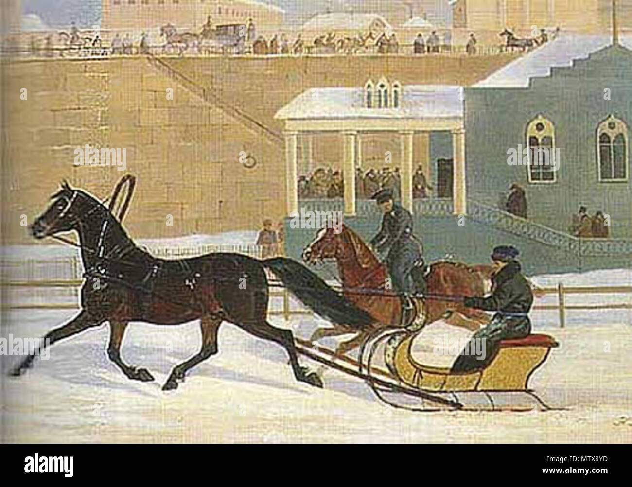 English: Orlov Trotter Sokol in a racing sleigh. Русский