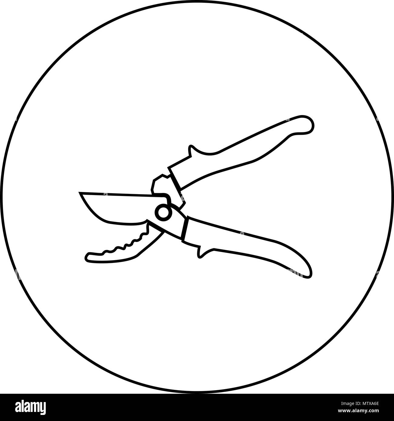secateur icon black color in circle outline vector illustration circle outline