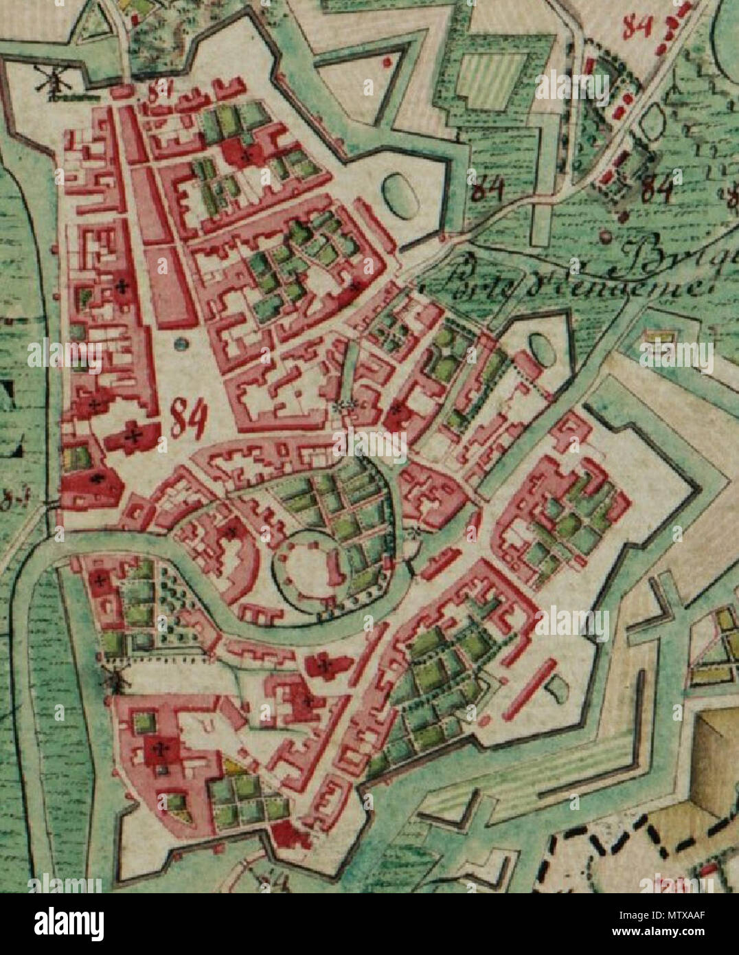 . English: Oudenaarde, Belgium, map by Ferraris . between 1771 and 1778. Joseph de Ferraris (died 1 april 1814) 460 Oudenaarde, Belgium, map by Ferraris Stock Photo