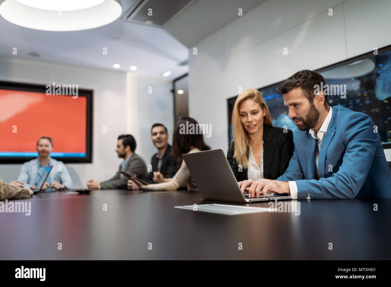 Picture of business people discussing on meeting Stock Photo