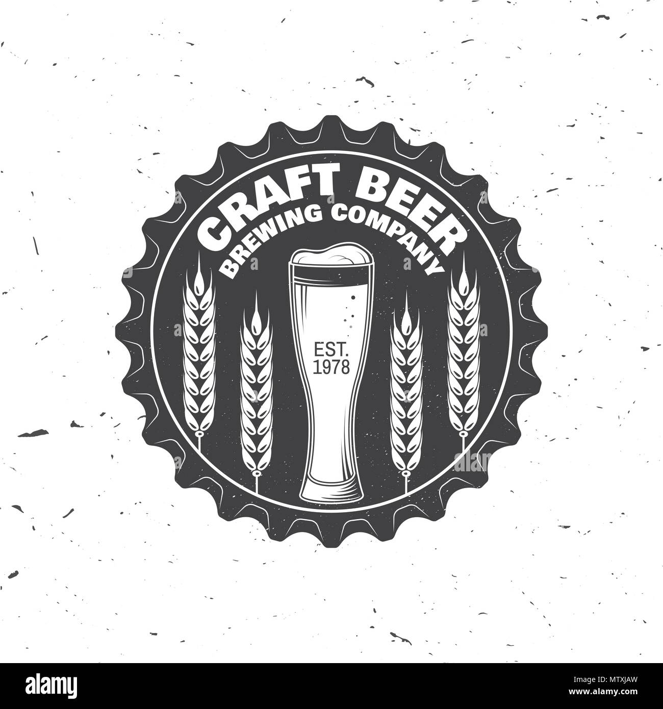 Craft Beer badge. Vector illustration. Vintage design for bar, pub and restaurant business. Coaster for beeror beer bottle cap. Typography design for  Stock Vector