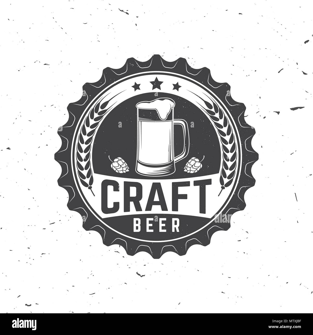 Craft Beer Badge Vector Illustration Vintage Design For Bar Pub And Restaurant Business Coaster For Beeror Beer Bottle Cap Typography Design For Stock Vector Image Art Alamy