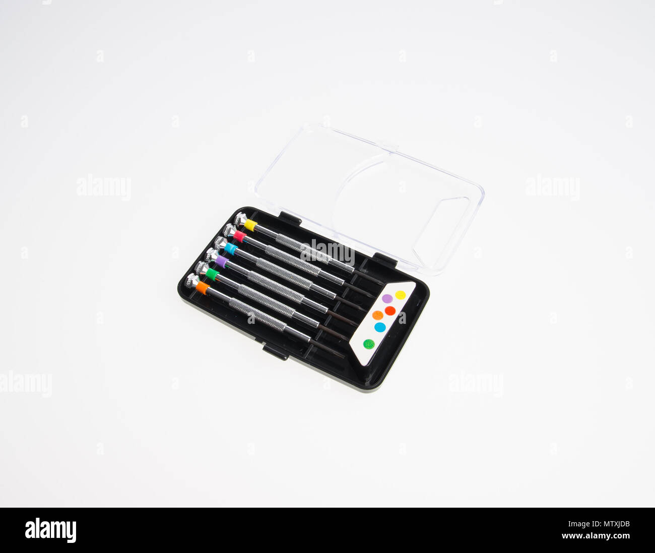 screwdrivers or metal small screwdrivers on background Stock Photo