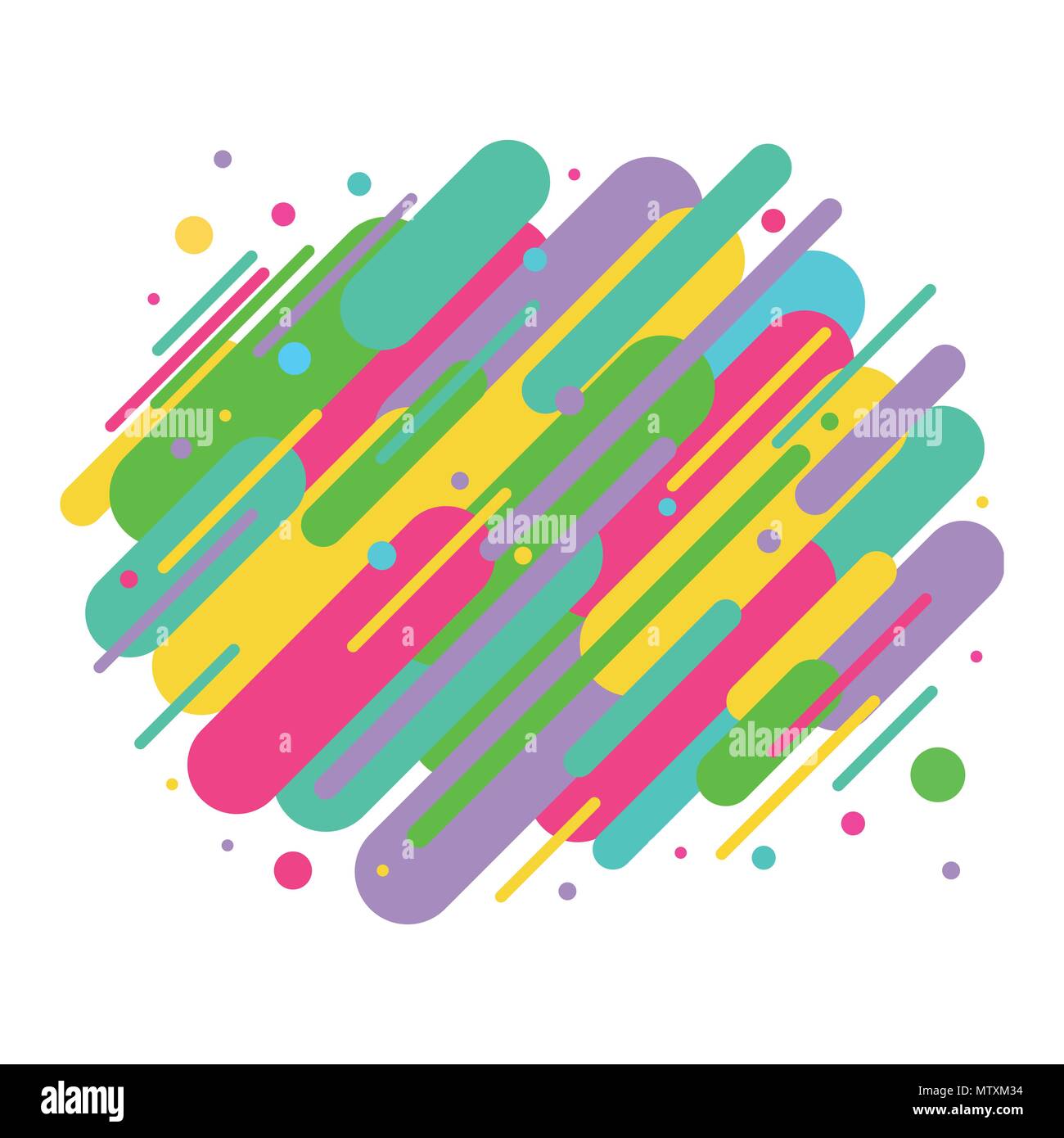 Abstract colored rounded shapes lines in diagonal rhythm. For greeting card, poster, brochure or flyer template. Vector illustration. Stock Vector