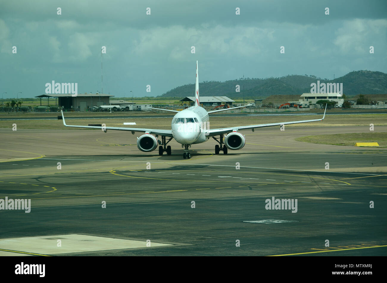 passenger jet, aircraft taxiing Stock Photo