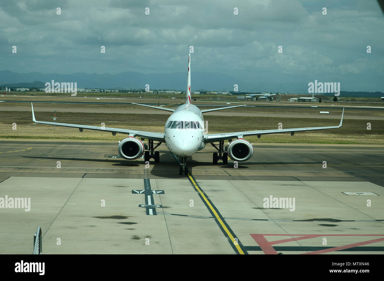 passenger jet, aircraft taxiing Stock Photo