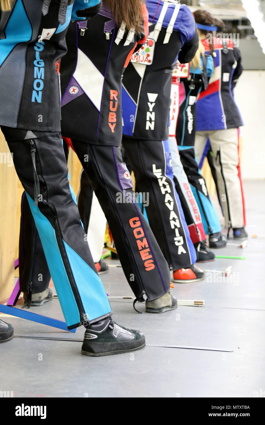 Precision class rifle athletes fire during the U.S. Army Junior Air ...