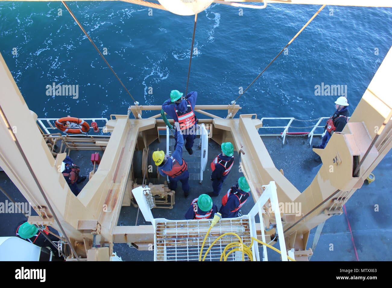 Members of Coast Guard Cutter Healy's Deck Department conduct training ...