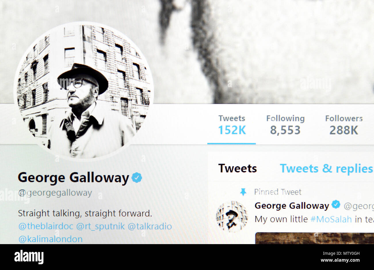George Galloway Twitter page (2018) Stock Photo
