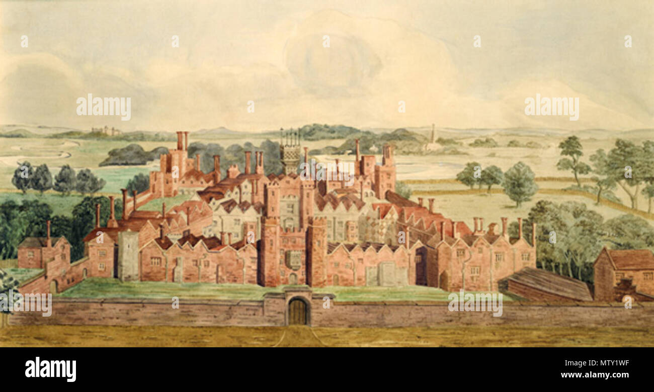 . Painting of Oatlands Palace from circa 17th Century . 17th century. ( 464 Palace - Oatlands Stock Photo