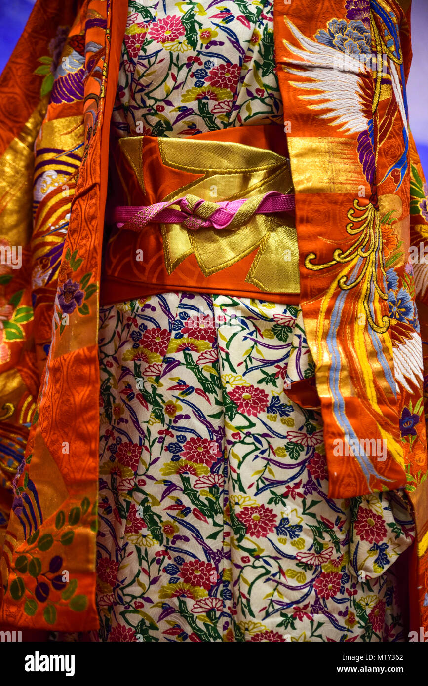 Kimono. Traditional Japanese dress for women with colorful decorations ...
