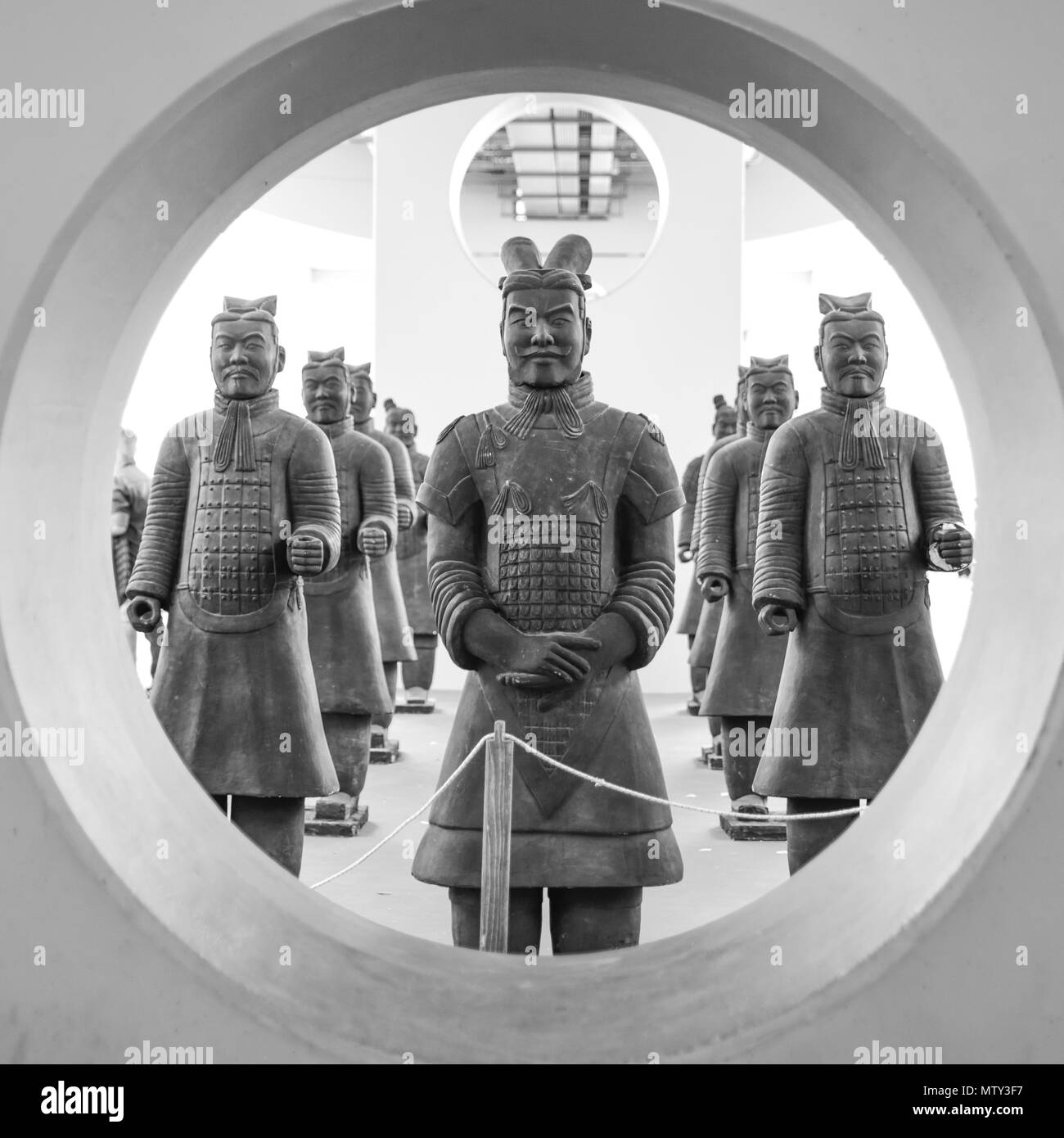 Group of Chinese terracotta soldiers. Reproduction of the famous