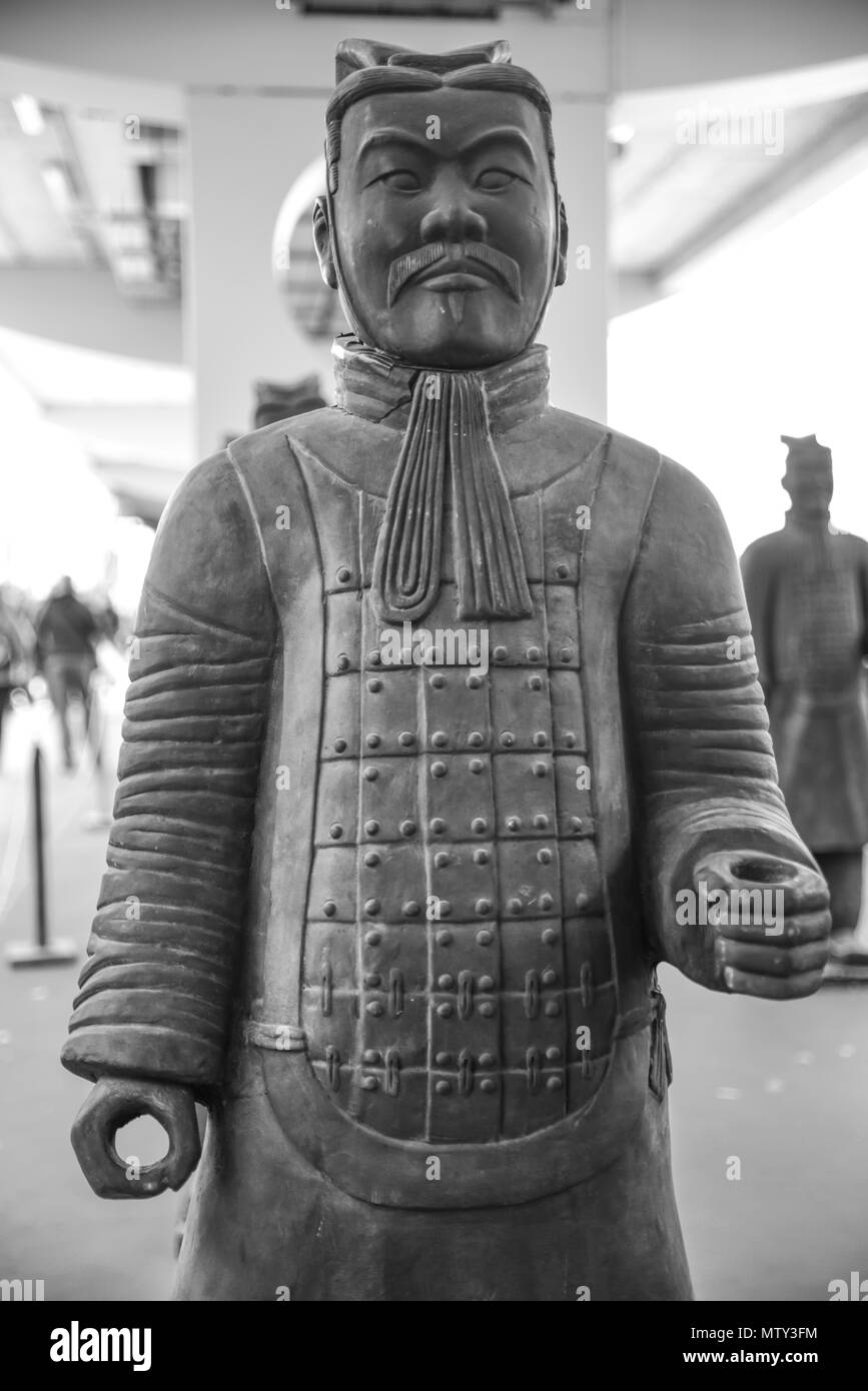 Chinese terracotta soldier. Reproduction of the famous statues of Xian