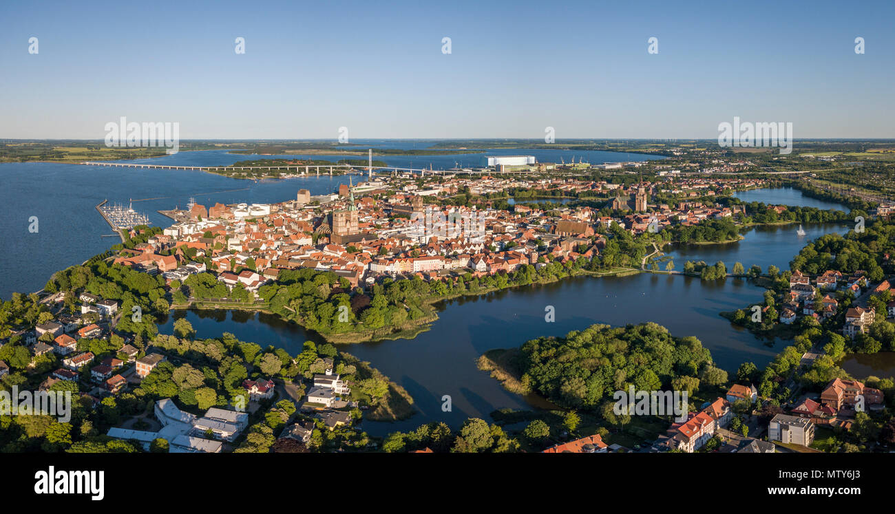 Aerial view of Stralsund, a Hanseatic town in the Pomeranian part of Mecklenburg-Vorpommern Stock Photo
