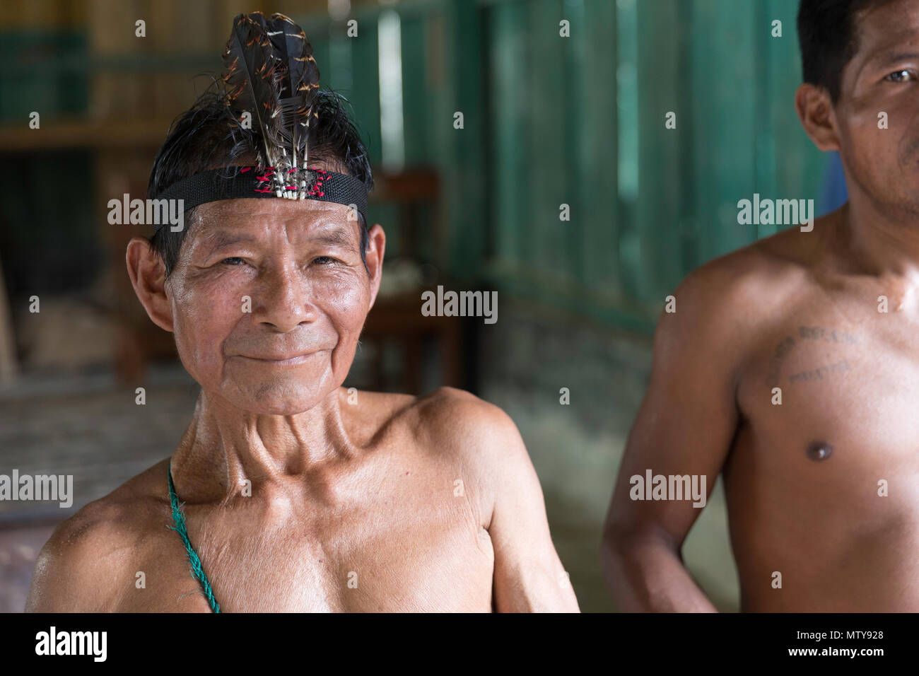 Traditional musician perform in San Francisco Village, Loreto, Peru Stock Photo