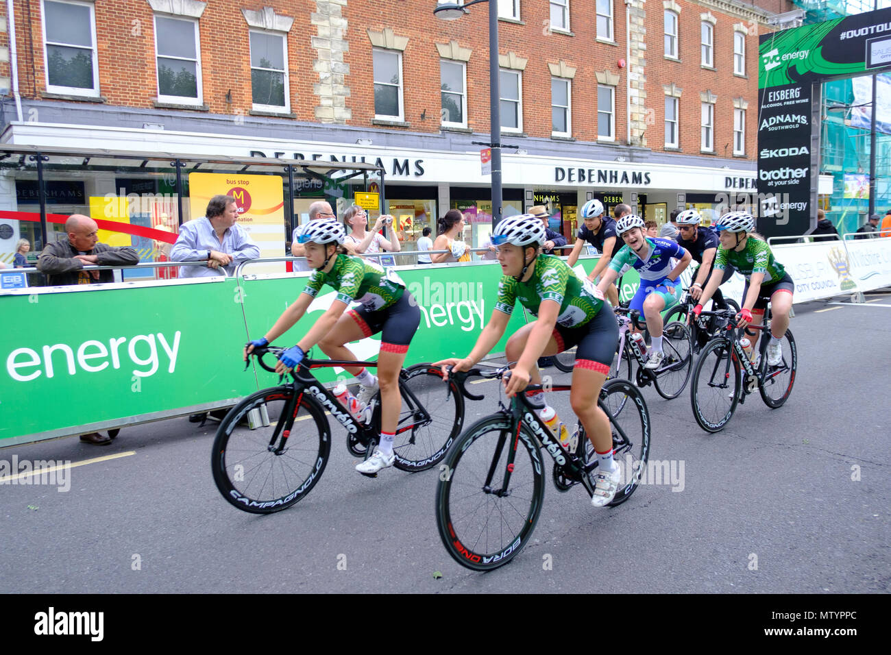 Salisbury, UK. 31st May 2018 Salisbury. Part of the recovery programme for Salisbury after recently nerve agent attack, the city hosted the finals of the elite OVO Energy Tour Series. Wiltshire Council and Salisbury City Council supported the race, which took place in Wiltshire for the first time as part of the Salisbury recovery programme. The prestigious tour reach its exciting climax, when the men's and women's teams race for victory after competing in eight previous rounds in different cities. Credit: © pcp/ Alamy Stock Photo (Default)/Alamy Live News Stock Photo