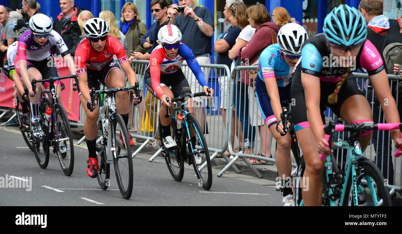 Salisbury, Wiltshire, UK. 31st May 2018. 2018 OVO Energy Tour Series Grand Final. Nikki Juniper of team NJC-Biemme-Echelon and winner of the women's individual race. Credit: JWO/Alamy Live News Stock Photo
