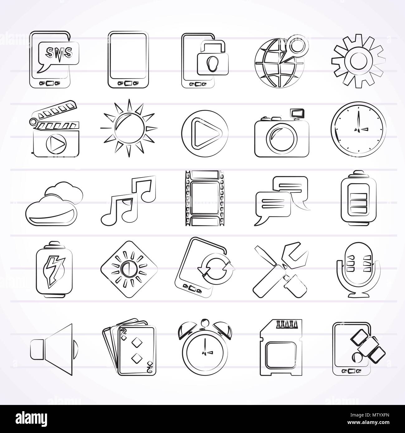 Mobile Phone Interface icons - vector icon set Stock Vector
