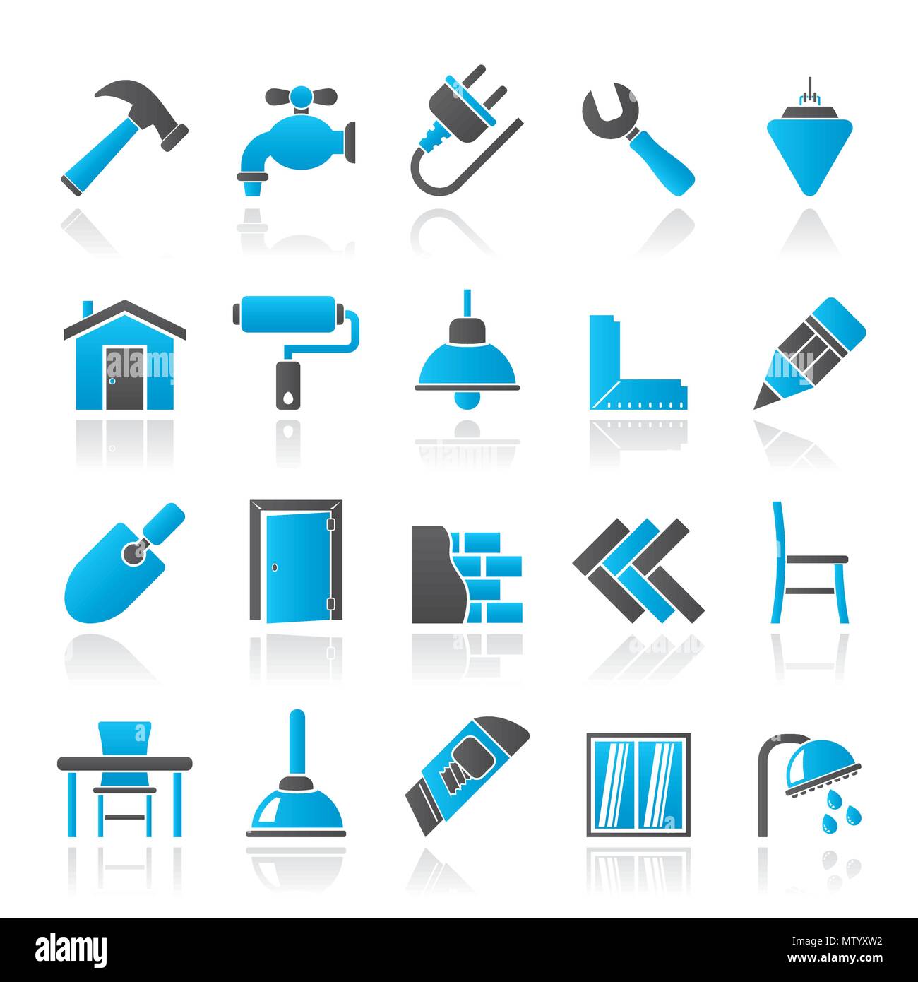 Building and home renovation icons vector icon set Stock Vector Image