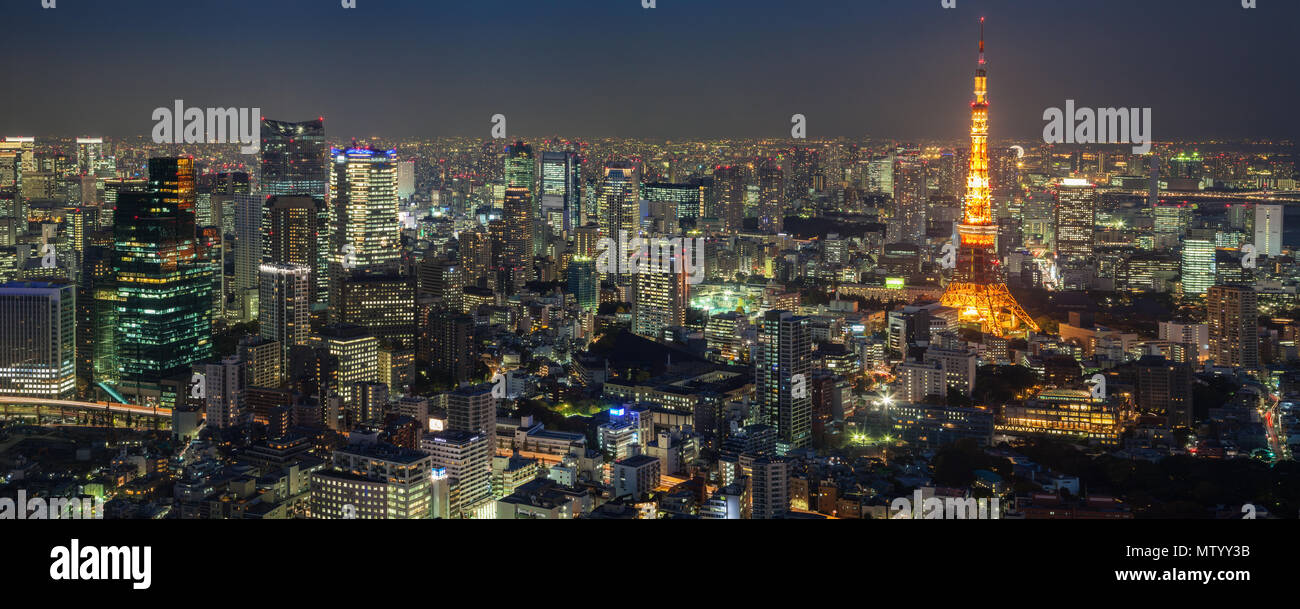 City Skyline And Tokyo Tower Viewed From Roppongi Hills Tokyo Japan Stock Photo Alamy