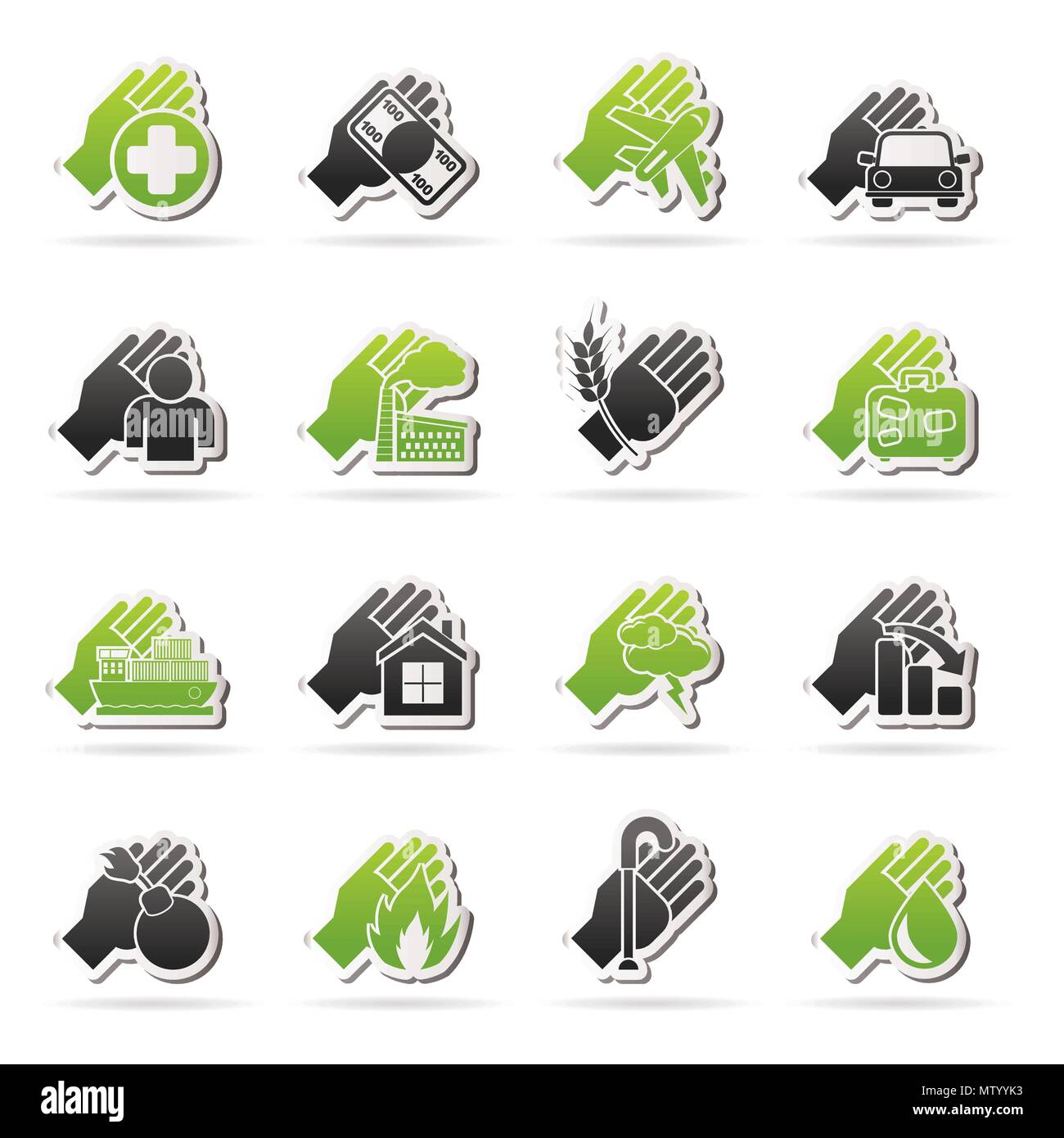 Insurance and risk icons - vector icon set Stock Vector