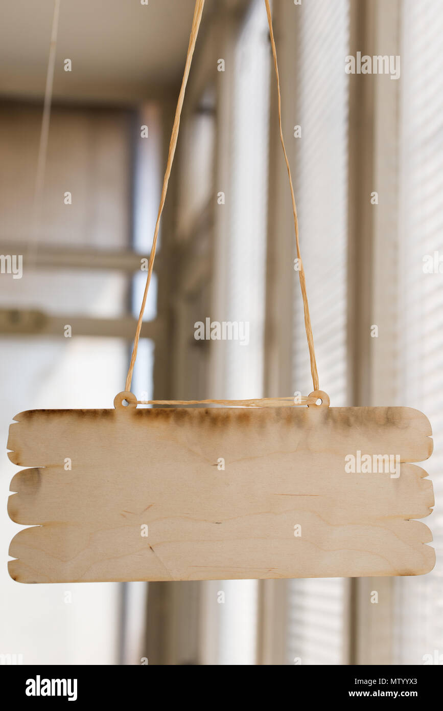 Blank Wooden Sign Hanging From Ceiling Stock Photo 187470027 Alamy