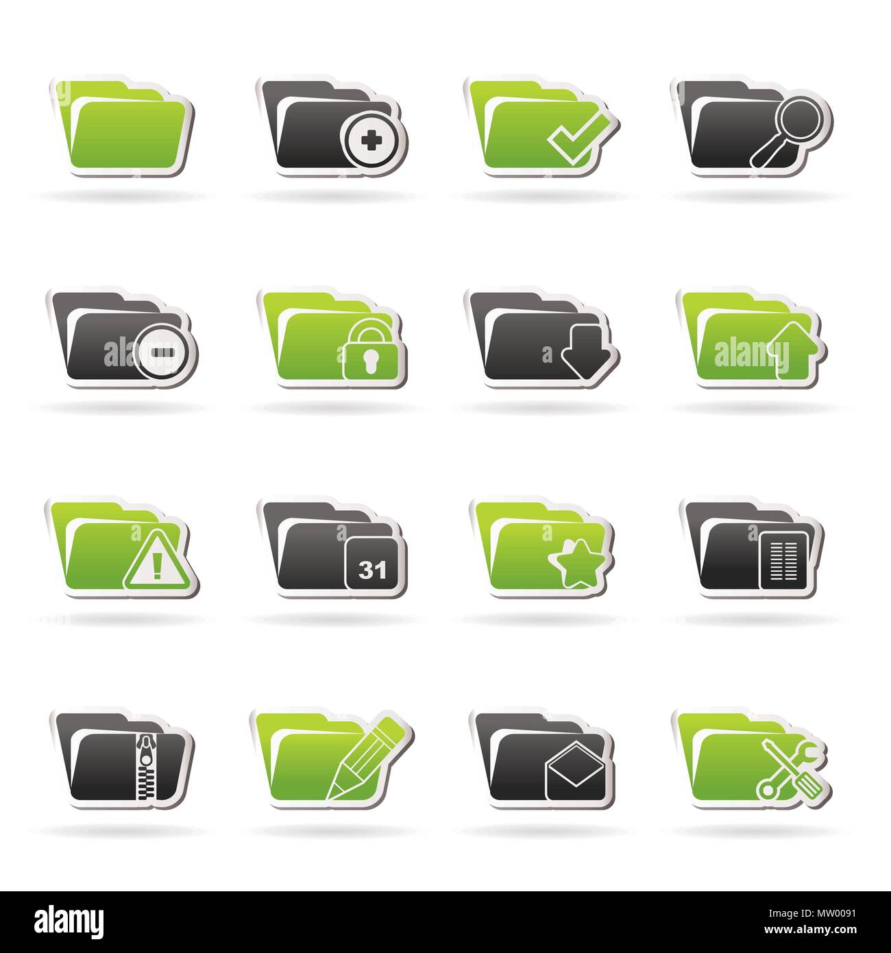 Different kind of folder icons - vector icon set Stock Vector Image ...