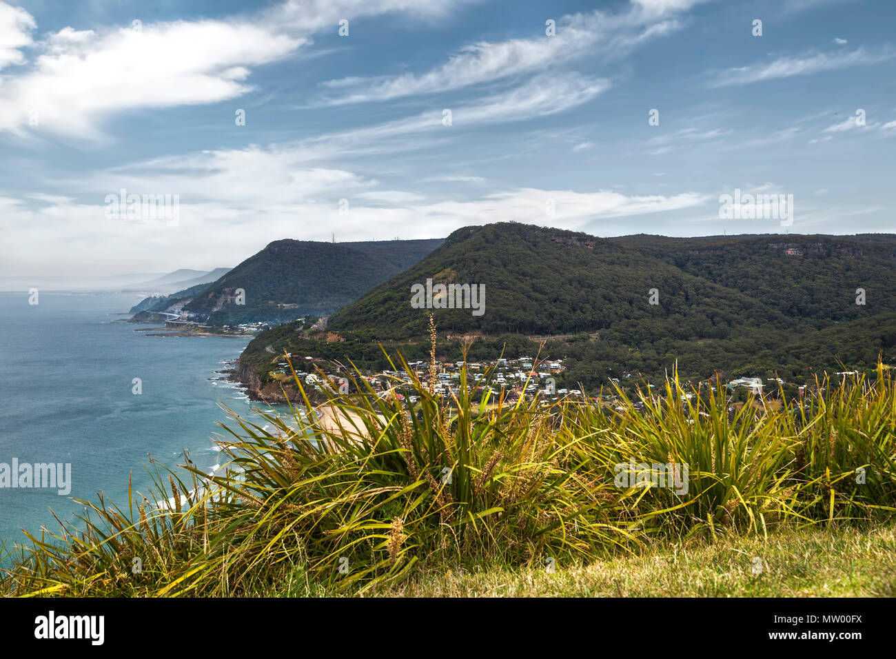 Coastal landscape and Sea Cliff Bridge, New South Wales, Australia Stock Photo