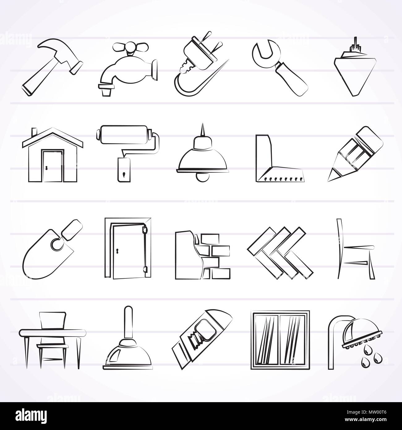 Building and home renovation icons vector icon set Stock Vector Image