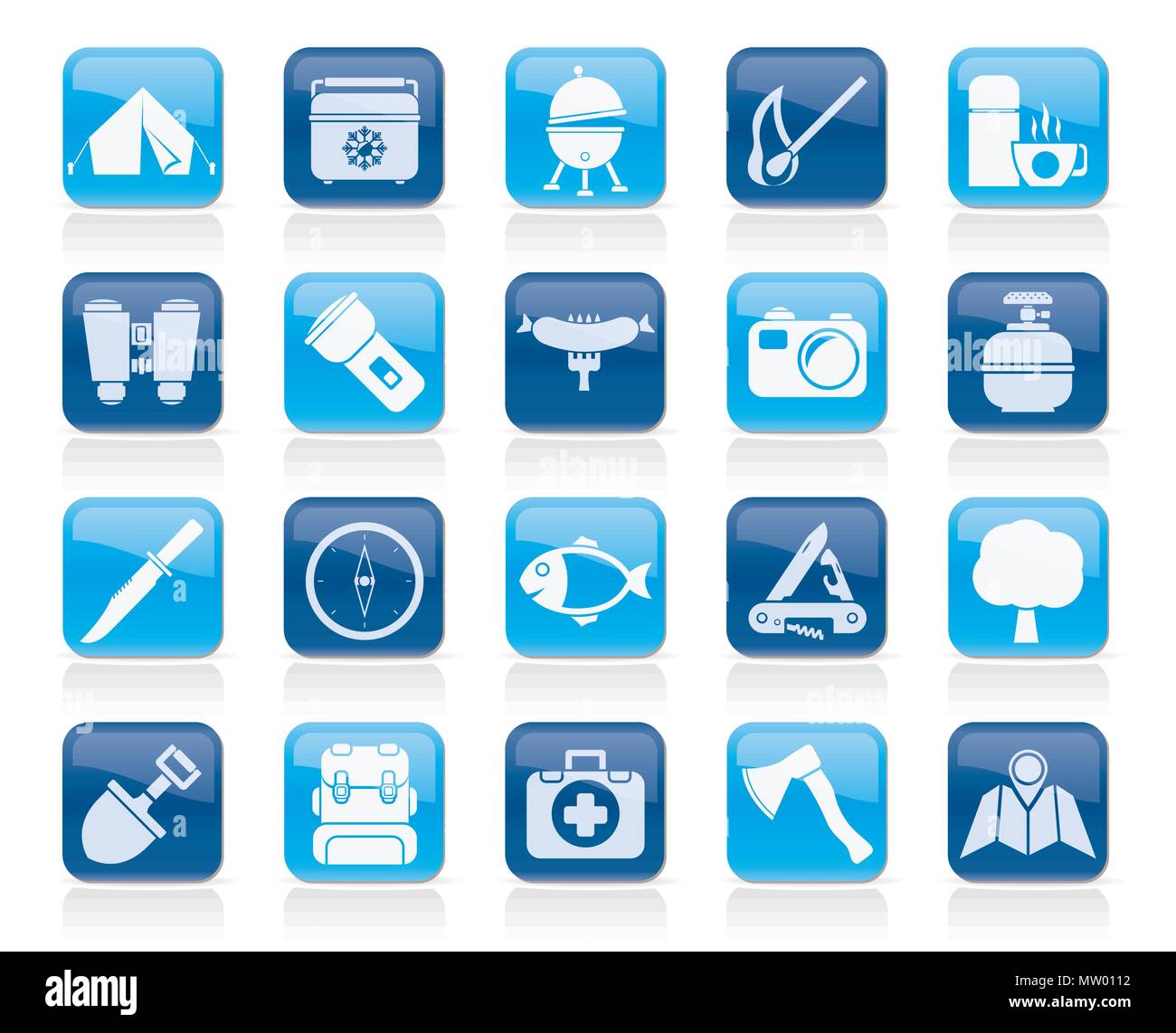 Camping, travel and Tourism icons - vector icon set Stock Vector Image ...