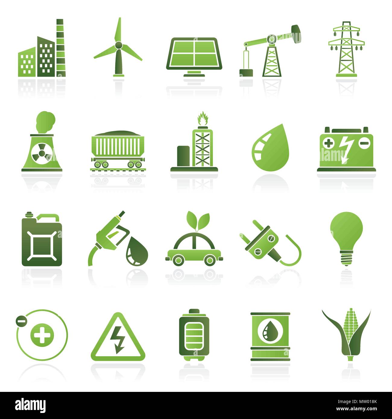 Power, energy and electricity Source icons - vector icon set Stock Vector