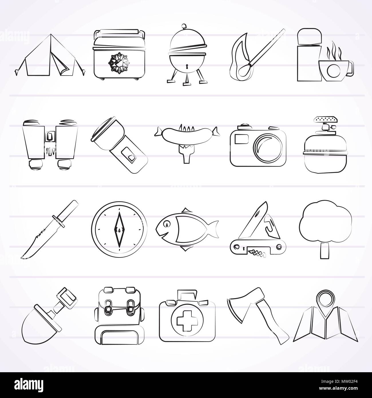 Camping, travel and Tourism icons - vector icon set Stock Vector Image ...
