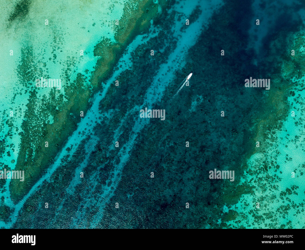Aerial view of a boat Crossing the German Channel, Koror, Palau Stock ...