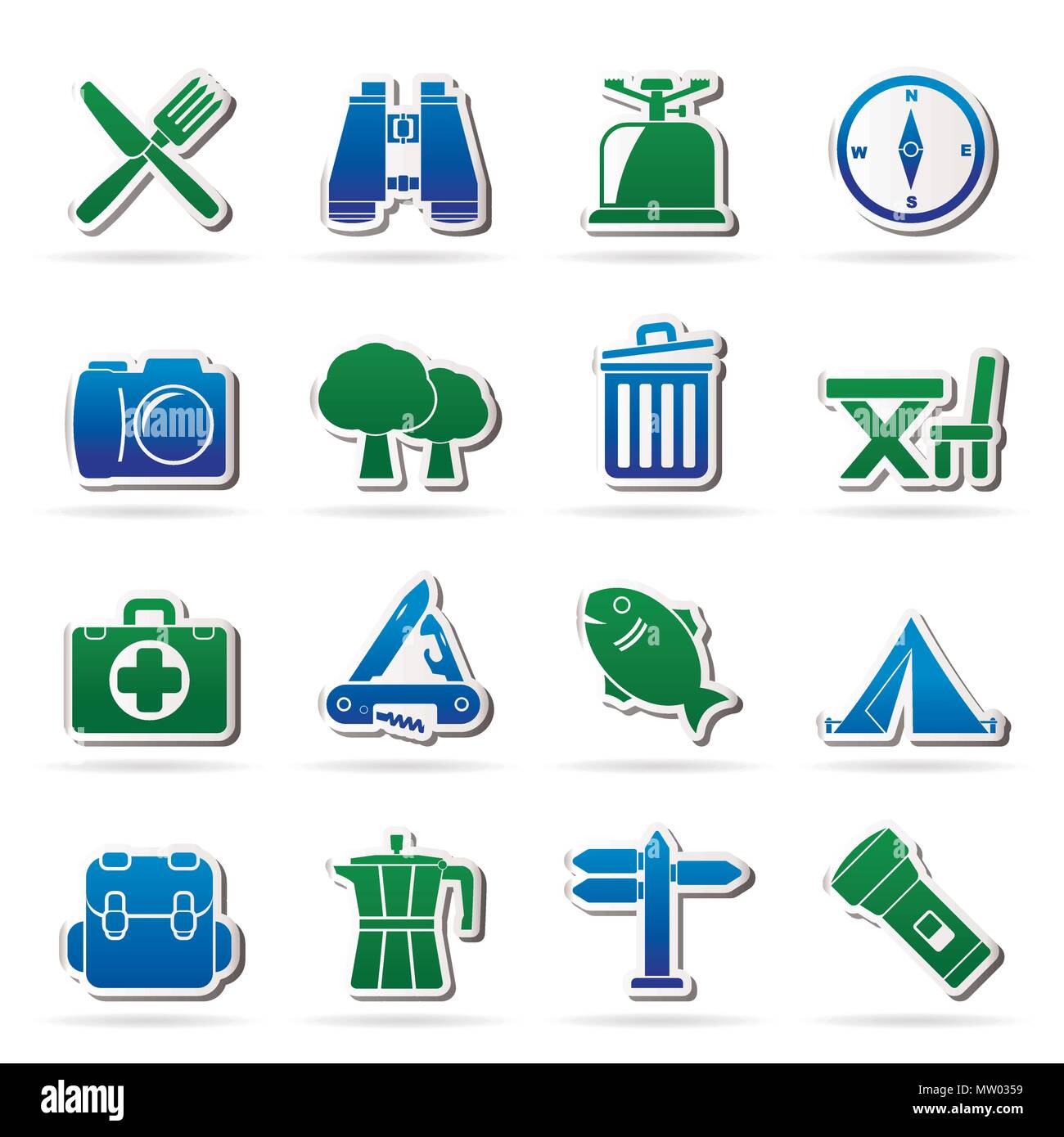 Camping, tourism and travel icons - vector icon set Stock Vector Image ...