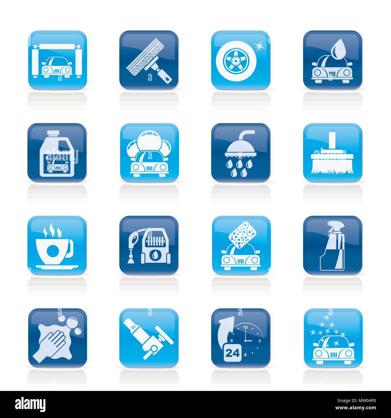 Professional car wash objects and icons - vector icon set Stock Vector ...
