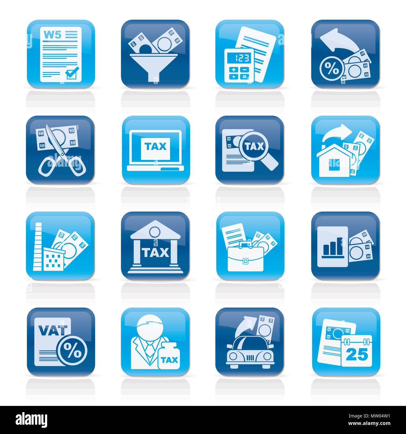 Taxes, business and finance icons - vector icon set Stock Vector