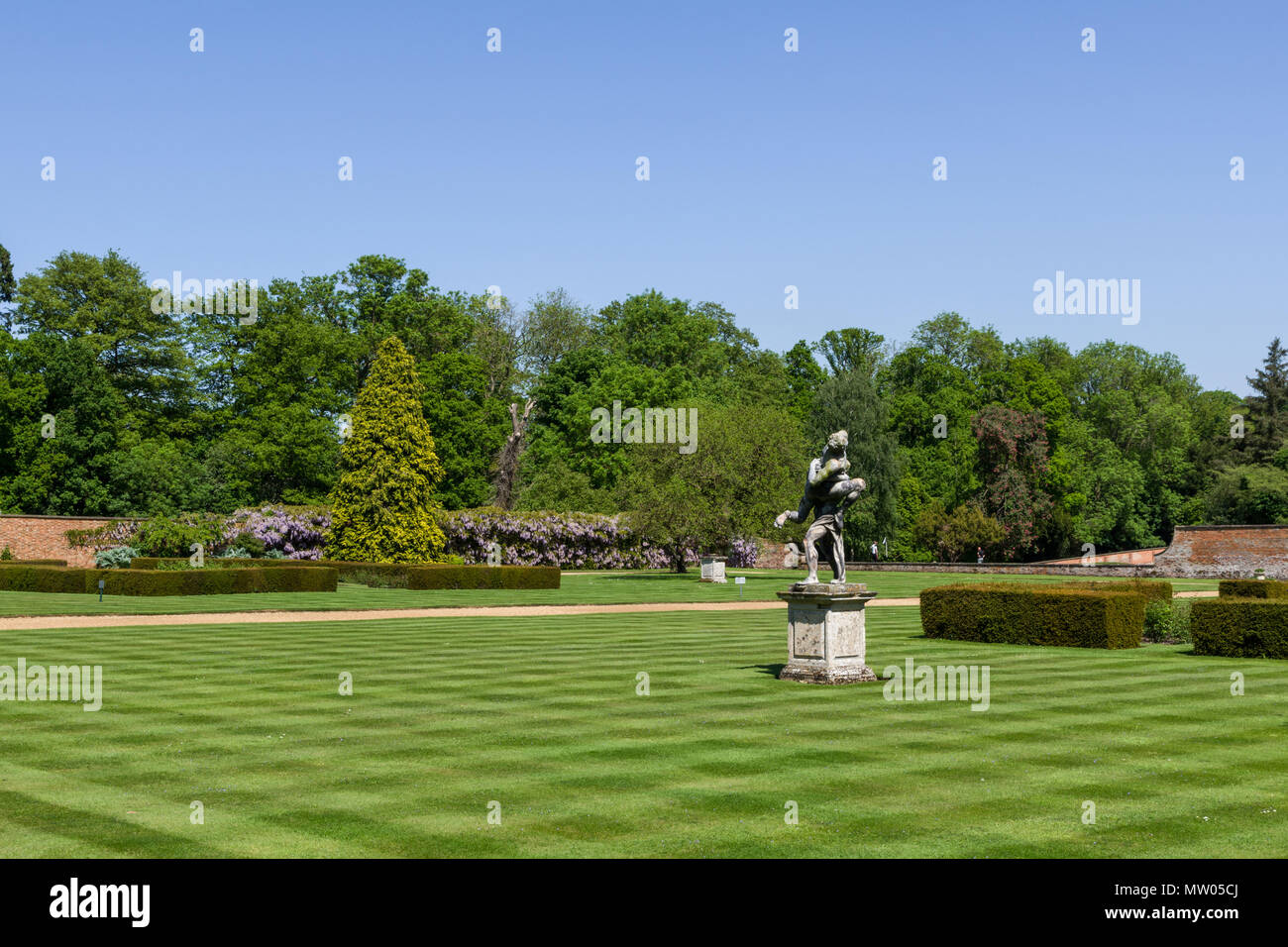 Landscaped gardens to the rear of Harrowden Hall, an 18th century historic house, now home to Wellingborough Golf Club, Northamptonshire, UK Stock Photo