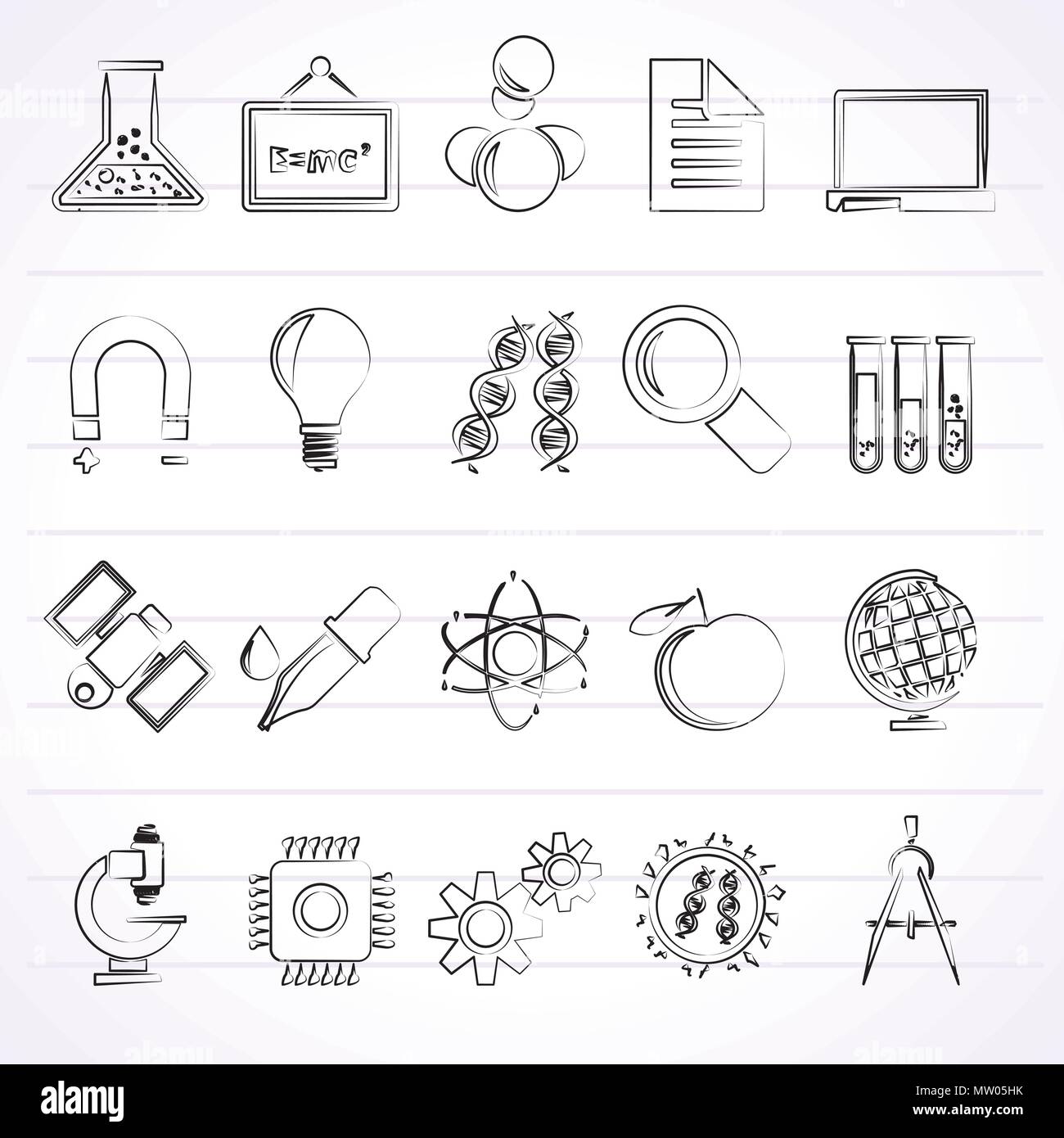 Science, Research and Education Icons - Vector Icon set Stock Vector