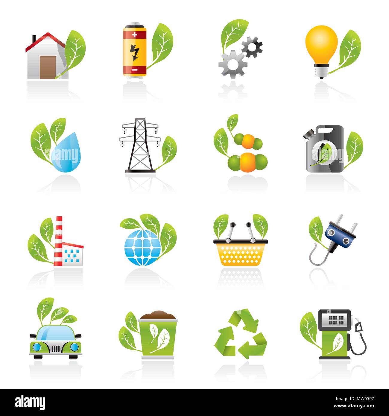 Green, Ecology and environment icons - vector icon set Stock Vector ...