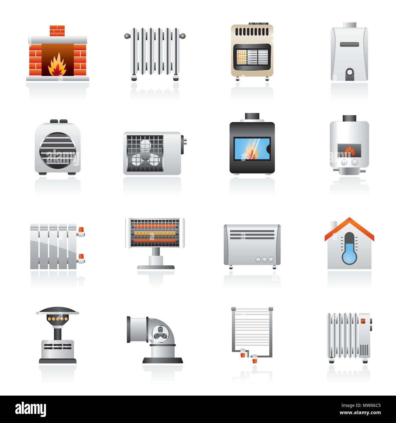 Home Heating appliances icons vector icon set Stock Vector Image