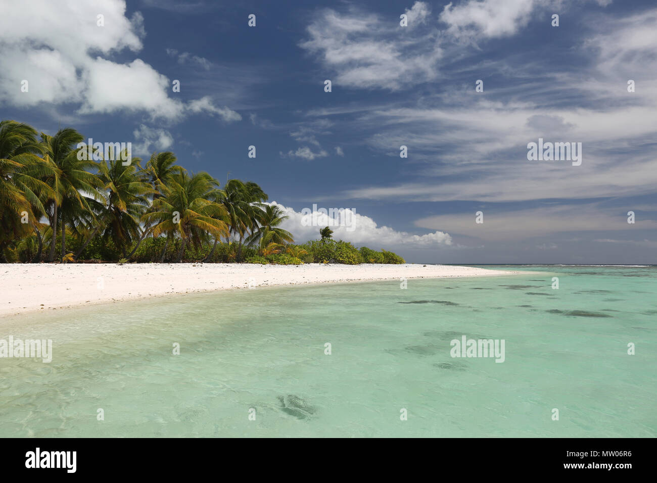 Pristine remote coco palm beach, Christmas Island, Kiribati Stock Photo ...