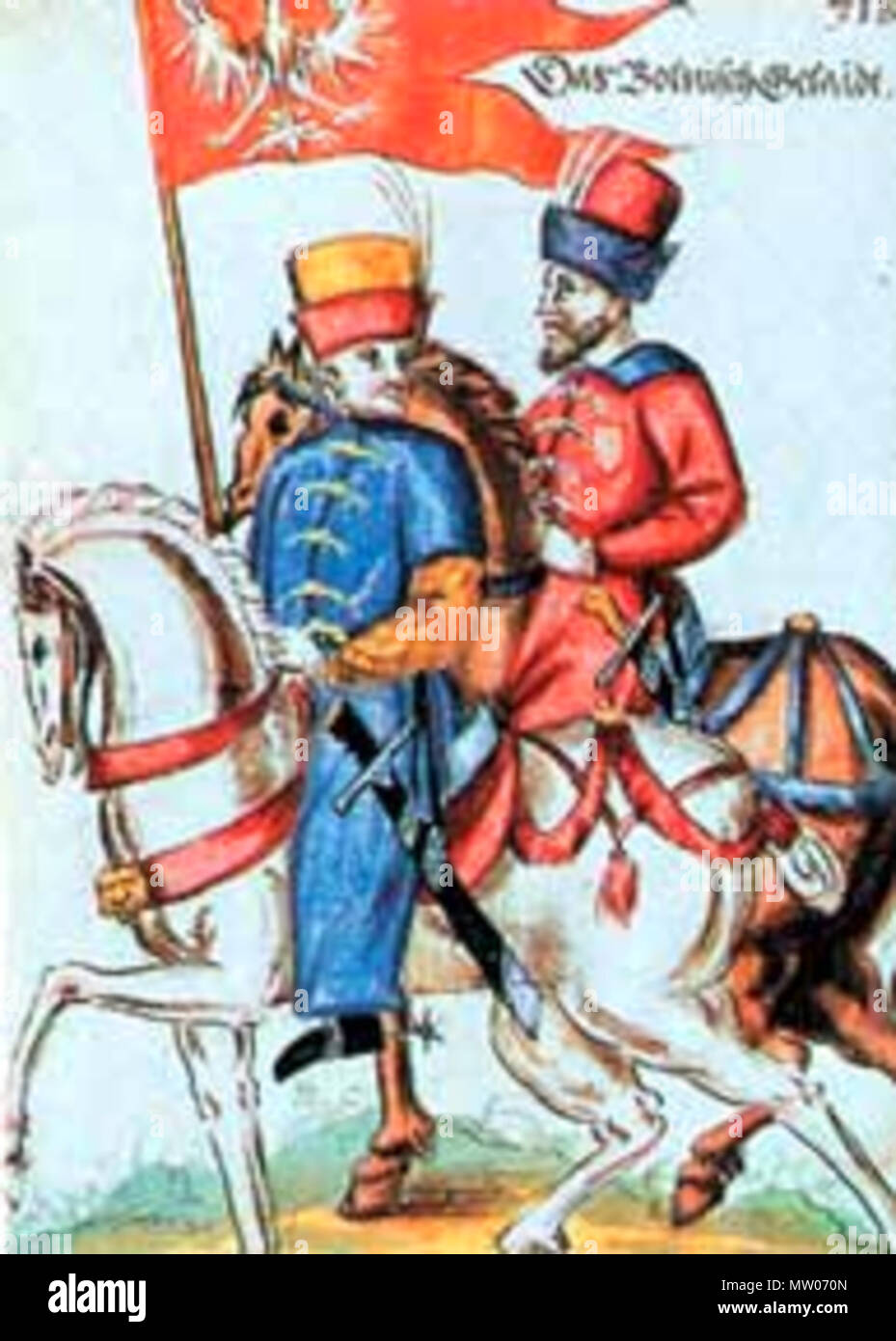 . Polish cavalry of XVI century . 16th century. anonymous plate 491 Polska kawaleria XVI wieku Stock Photo