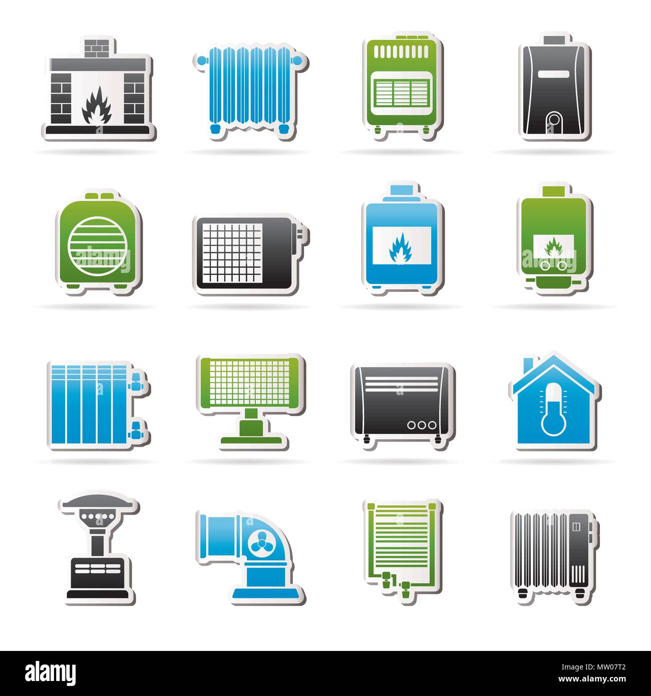 Home Heating appliances icons vector icon set Stock Vector Image