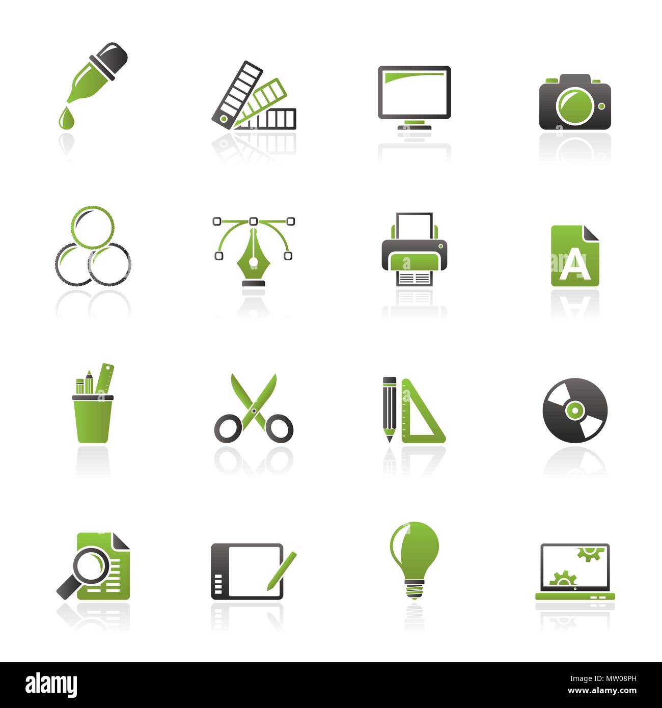 Graphic Design industry icons - vector icon set Stock Vector Image ...