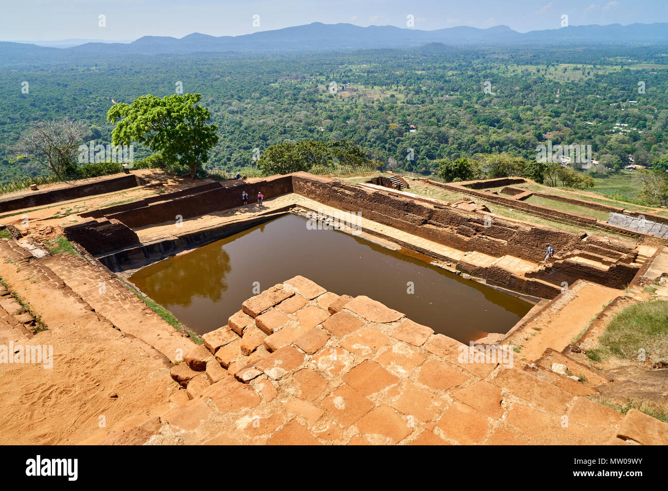Cistern and view at top of Sigiriya Rock, Matale District, Sri Lanka Stock Photo