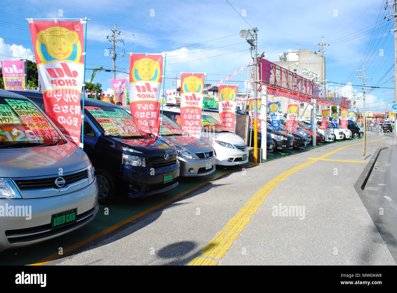 Japanese Used Cars for Sale in Okinawa Stock Photo