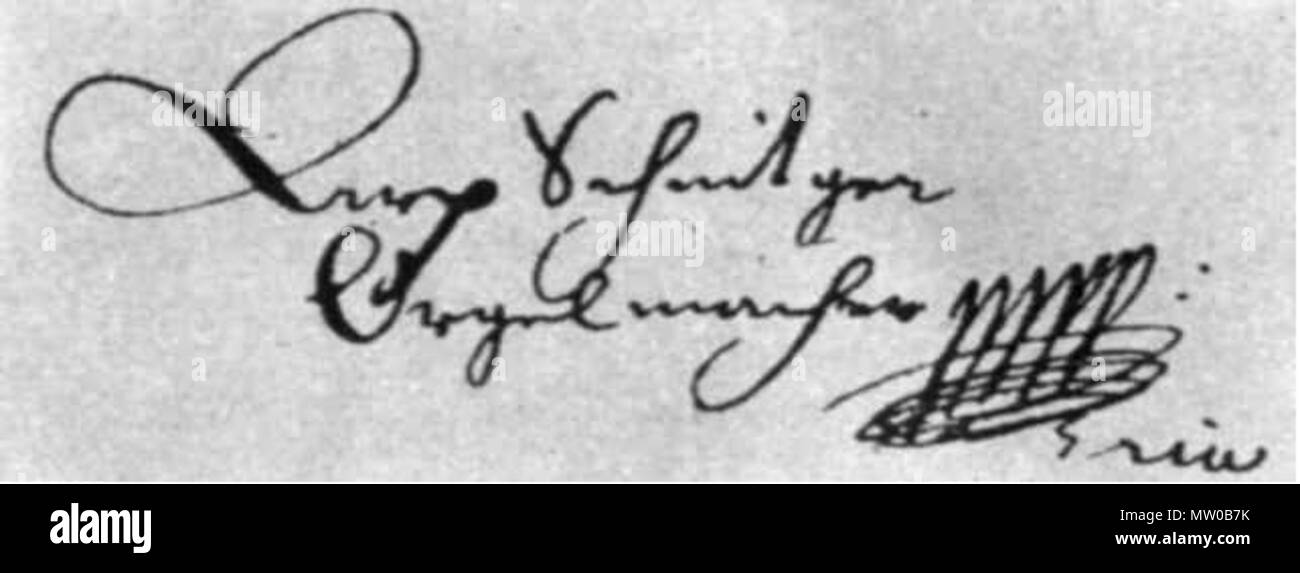 . English: signature of Arp Schnitger, German organbuilder . circa 1700 ...