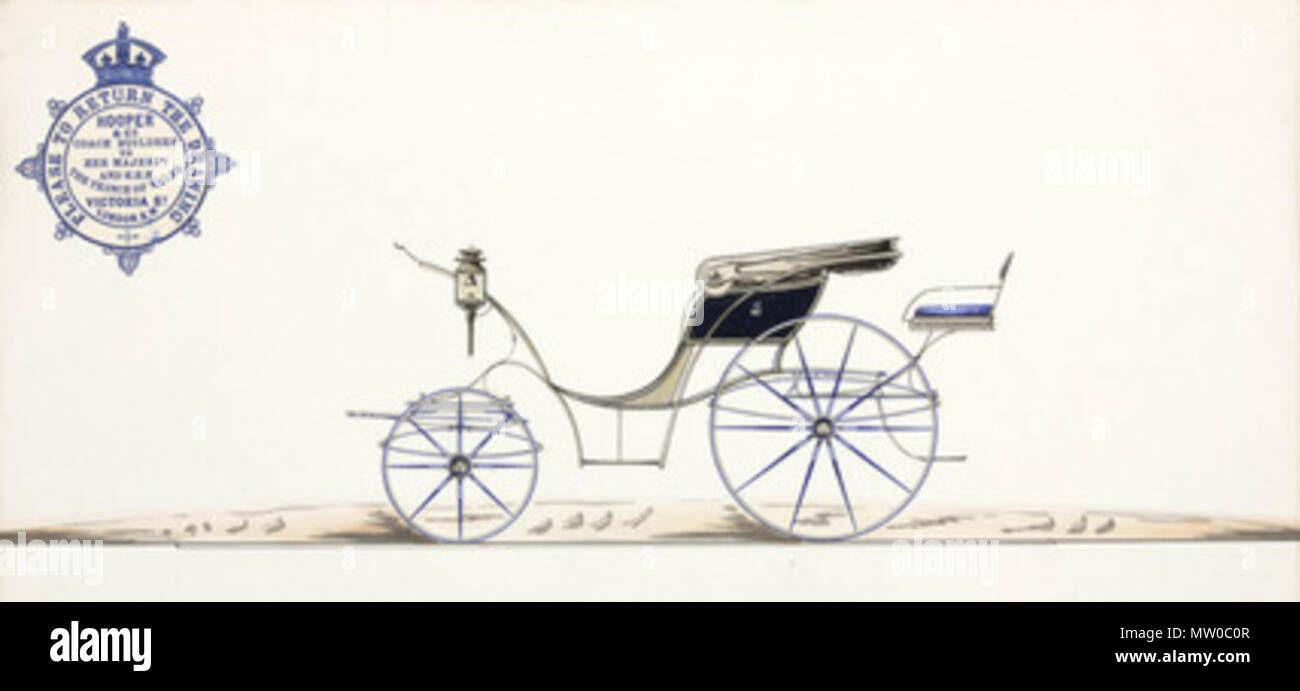 . Phaeton, 19th century Drawing of a design for a carriage by Hooper & Co, coachbuilders to Queen Victoria and the Prince of Wales. 19th century. Unattributed 479 Phaeton, 19th century Stock Photo