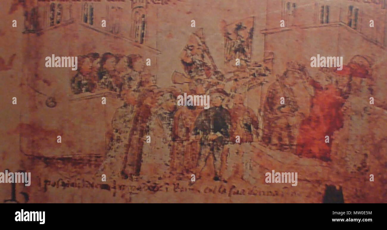 . Čeština: Korunovace Karla IV. v Římě . 14th century. Anonymous 552 Sercambi korunovace Stock Photo